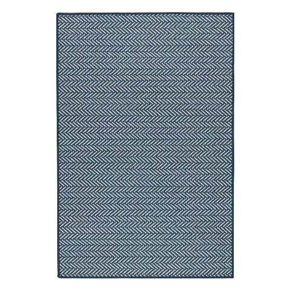 Herringbone Navy Machine Washable Rug