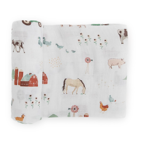 Cotton Muslin Swaddle - Farmyard