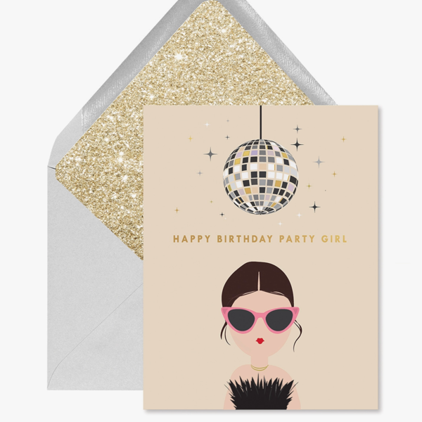 Disco Party Girl Birthday Card