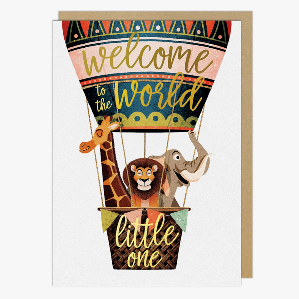 Hot Air Balloon Baby Card