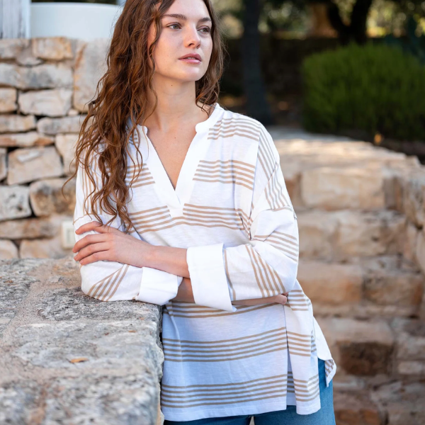 Amelia Striped Cuff Tee