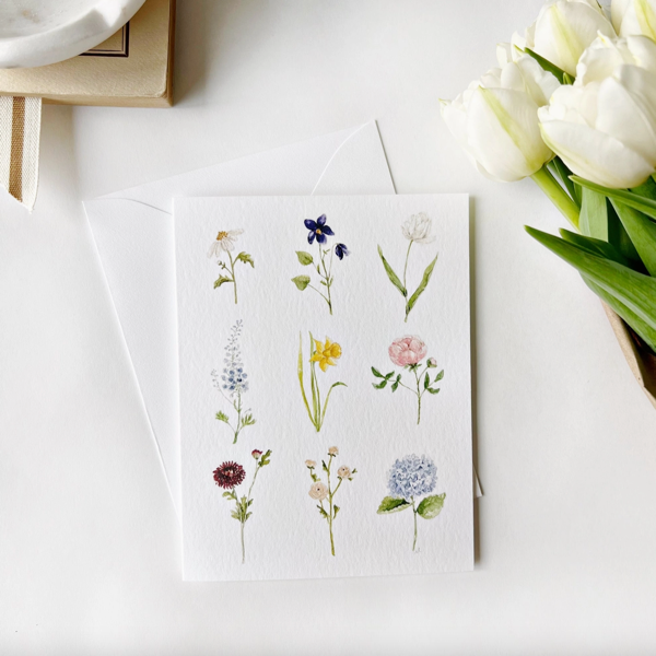 Garden Flowers Notecards Set/8