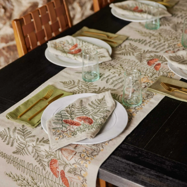 Mushrooms and Ferns Table Runner