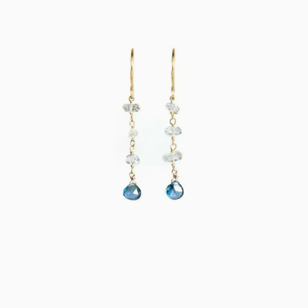 Herkimer Diamond with Heart-Shaped Stone Earrings