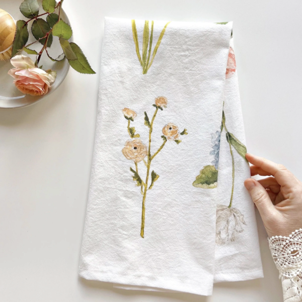 Garden Flowers Tea Towel