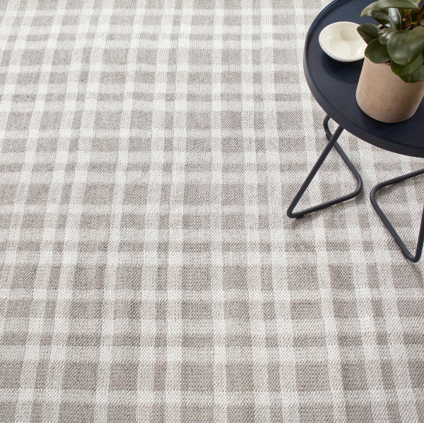 Tattersall Grey Handwoven Indoor/Outdoor Rug