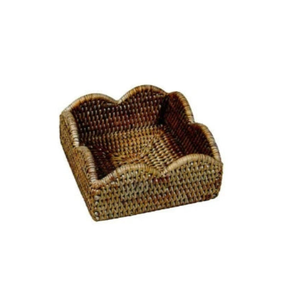 Scalloped Rattan Cocktail Napkin Box