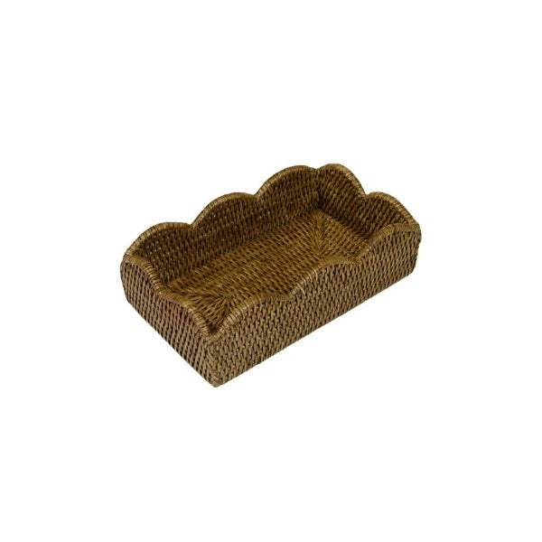 Scalloped Rattan Guest Napkin Box