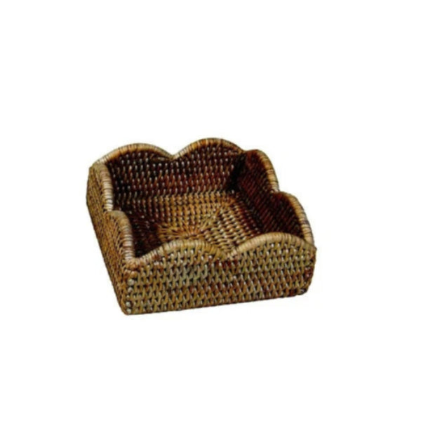 Scalloped Rattan Luncheon Napkin Box