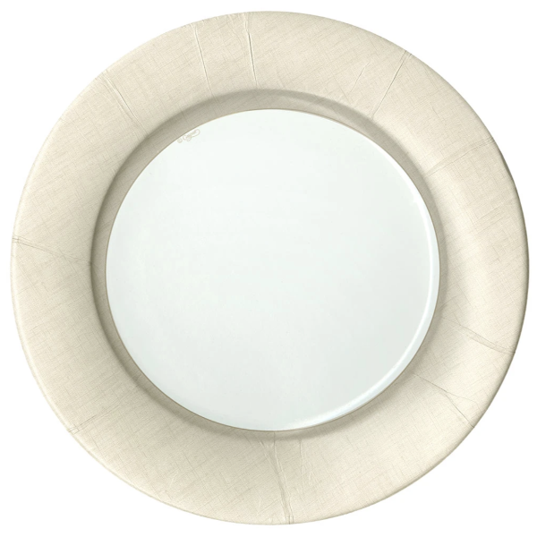 Linen Border Natural Dinner Plates