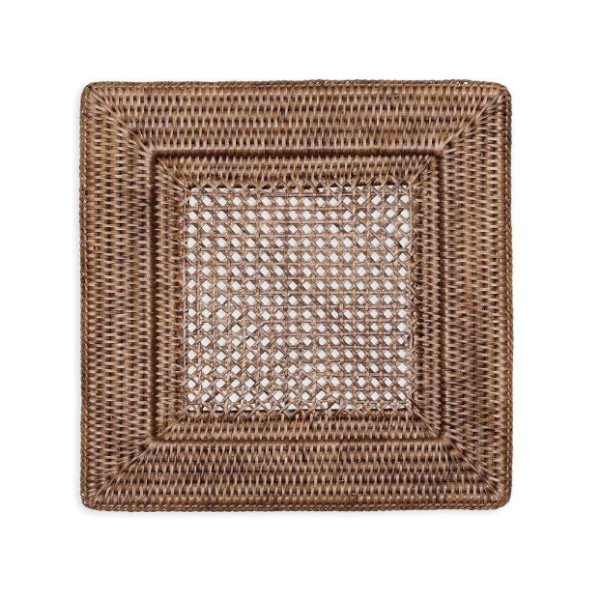 Rattan Square Charger - Dark Natural
