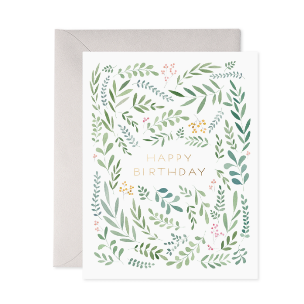 Pretty Leaves Birthday Card