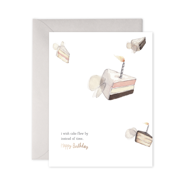 Flying Cake Birthday Card