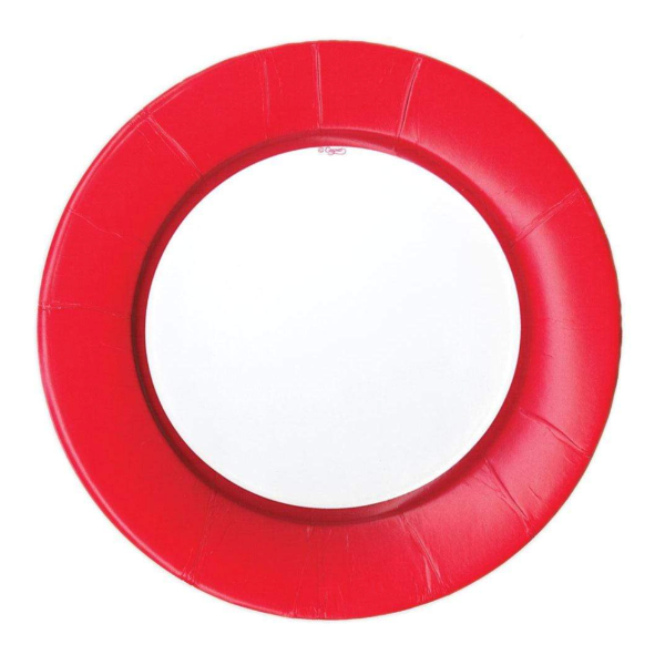 Linen Border Red Dinner Plates