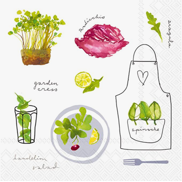 Soft Herbs Paper Cocktail Napkin