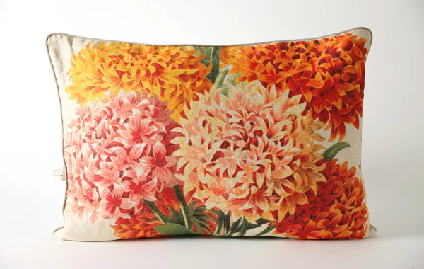 Butterfly Flowers Natural Linen Pillow