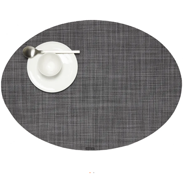 Oval Placemats: Mini Basketweave Cool Grey
