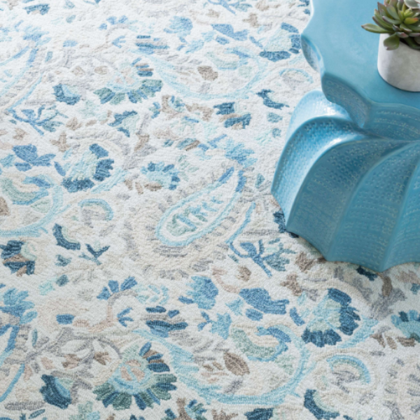 Ines Blue Micro Hooked Wool Rug