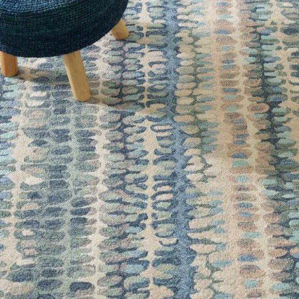 Paint Chip Blue Micro Hooked Wool Rug